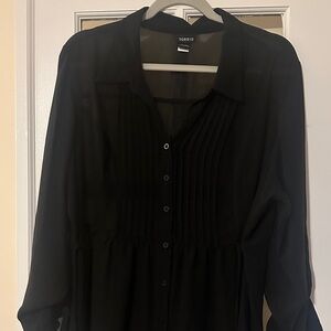 Torrid Black Sheer Button-Up Blouse